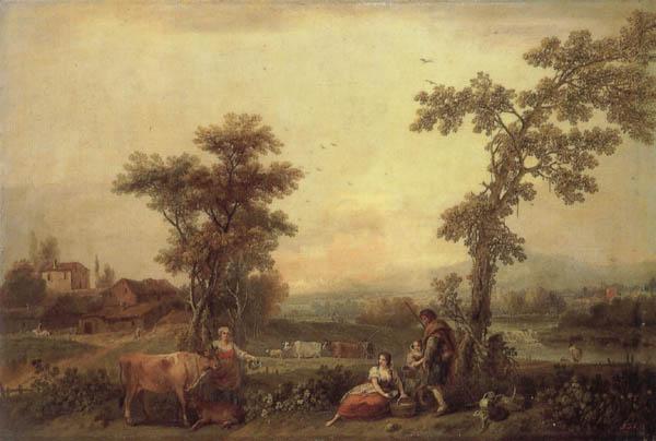 Francesco Zuccarelli Landscape with a Woman Leading a Cow France oil painting art